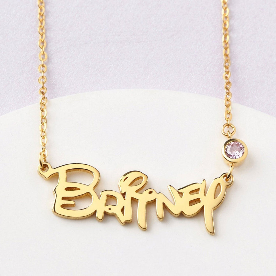 Personalized Princess Name Birthstone Necklace