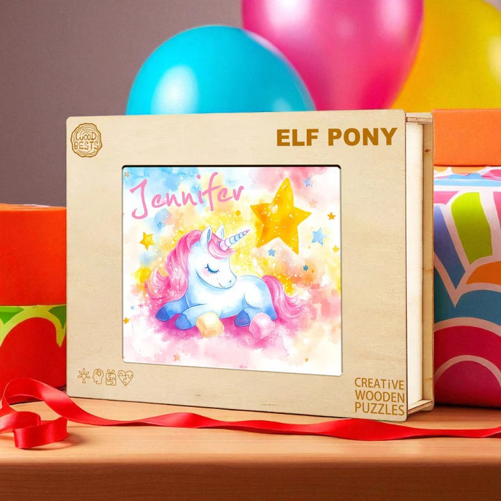 Personalized Sleeping Unicorn Name Puzzle – Custom Wooden Puzzle for Girls