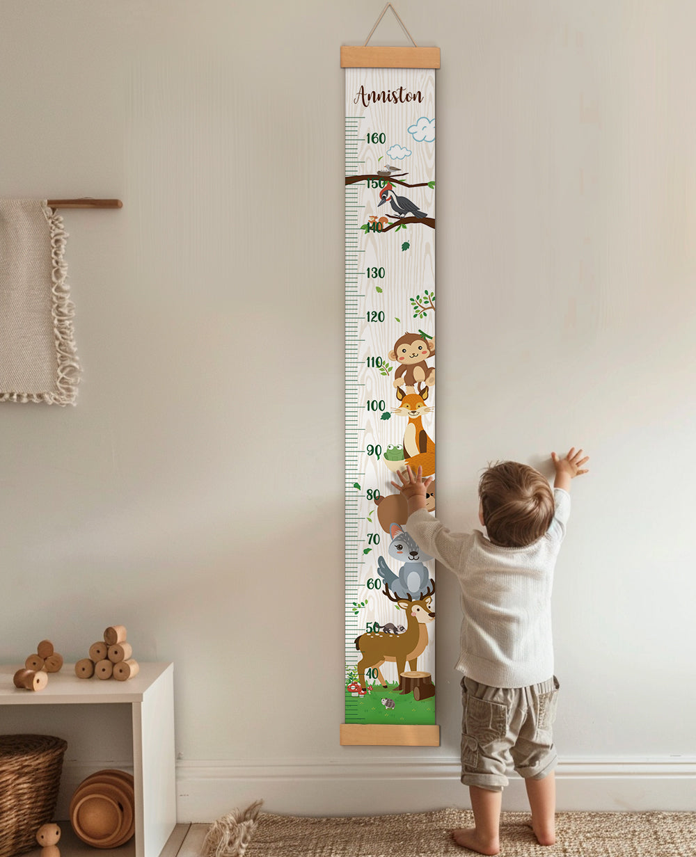 Personalized Animal Theme Hanging Canvas Height Ruler