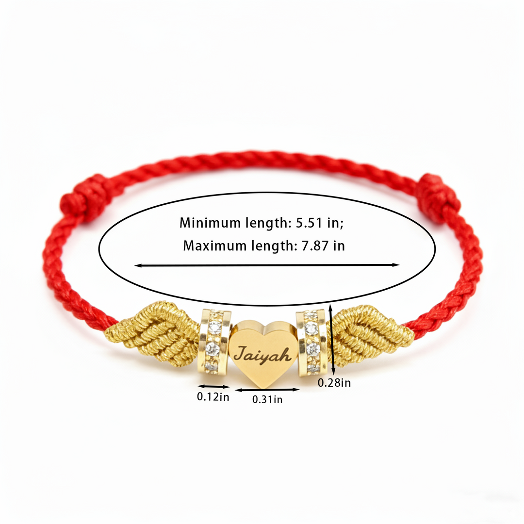 Personalized Angel Wing Parent-Child Bracelet – Custom Handwoven Birth Keepsake