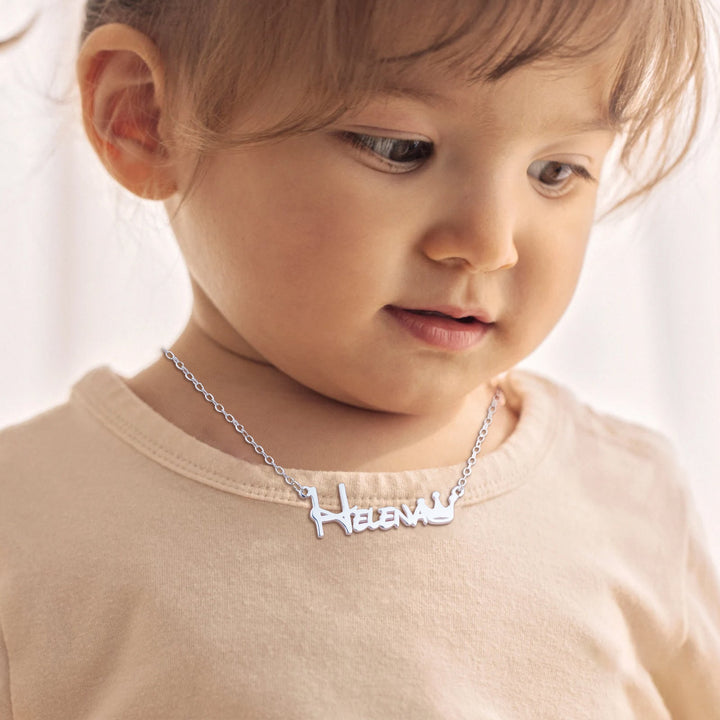 Personalized Crown Baby Name Necklace