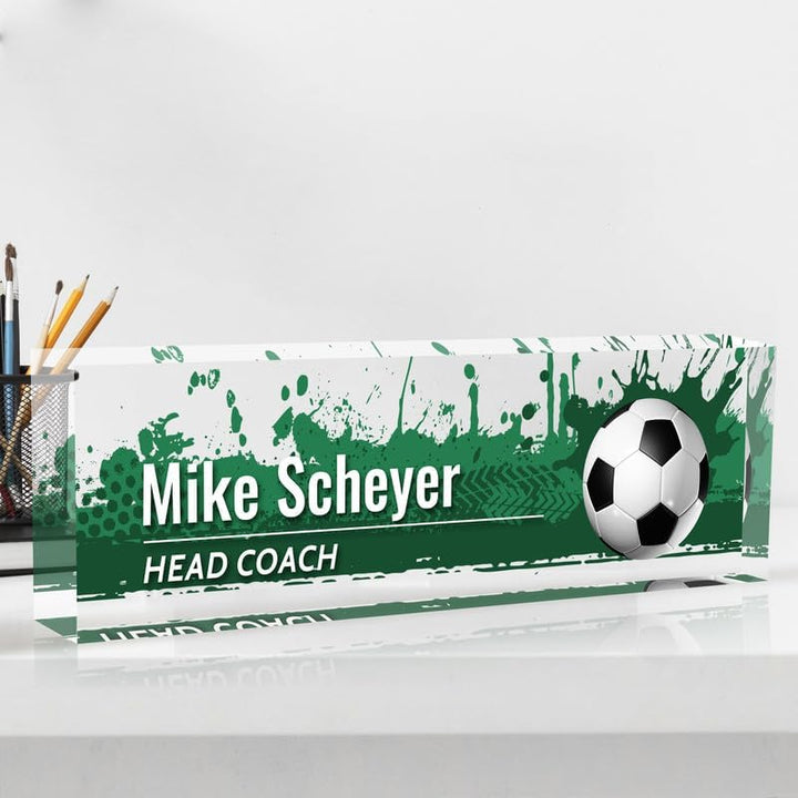 Personalized acrylic desk nameplate, customized ball coach gift