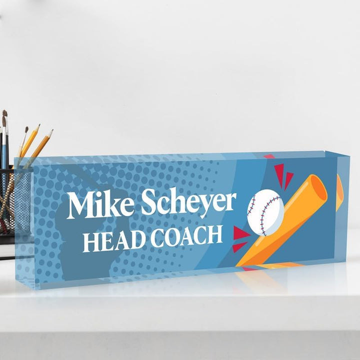 Personalized acrylic desk nameplate, customized ball coach gift