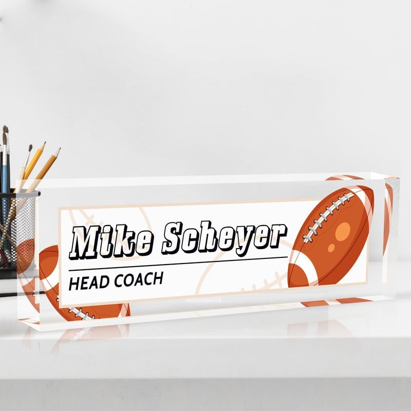 Personalized acrylic desk nameplate, customized ball coach gift