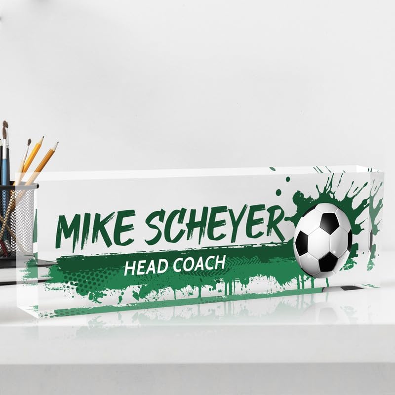 Personalized acrylic desk nameplate, customized ball coach gift