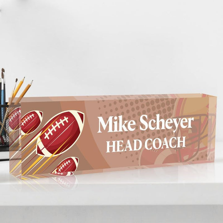 Personalized acrylic desk nameplate, customized ball coach gift