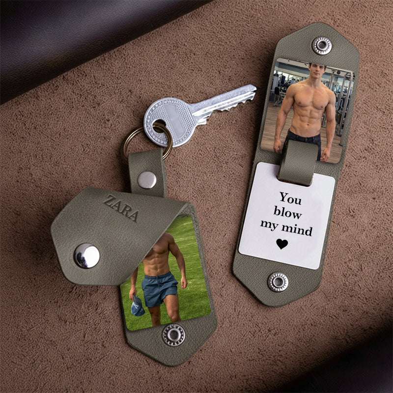 Chaveiro de couro personalizado com foto para homens | Chaveiro personalizado com foto para presentear ele | Chaveiro de couro gravado para namorado, marido, pai