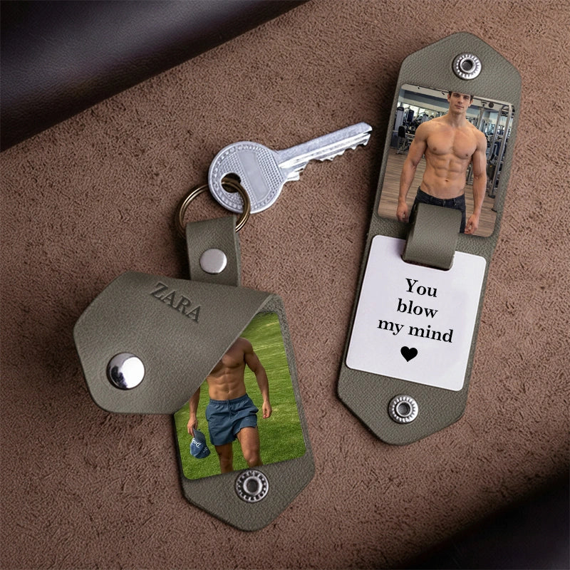 Personalized Leather Photo Keychain for Her