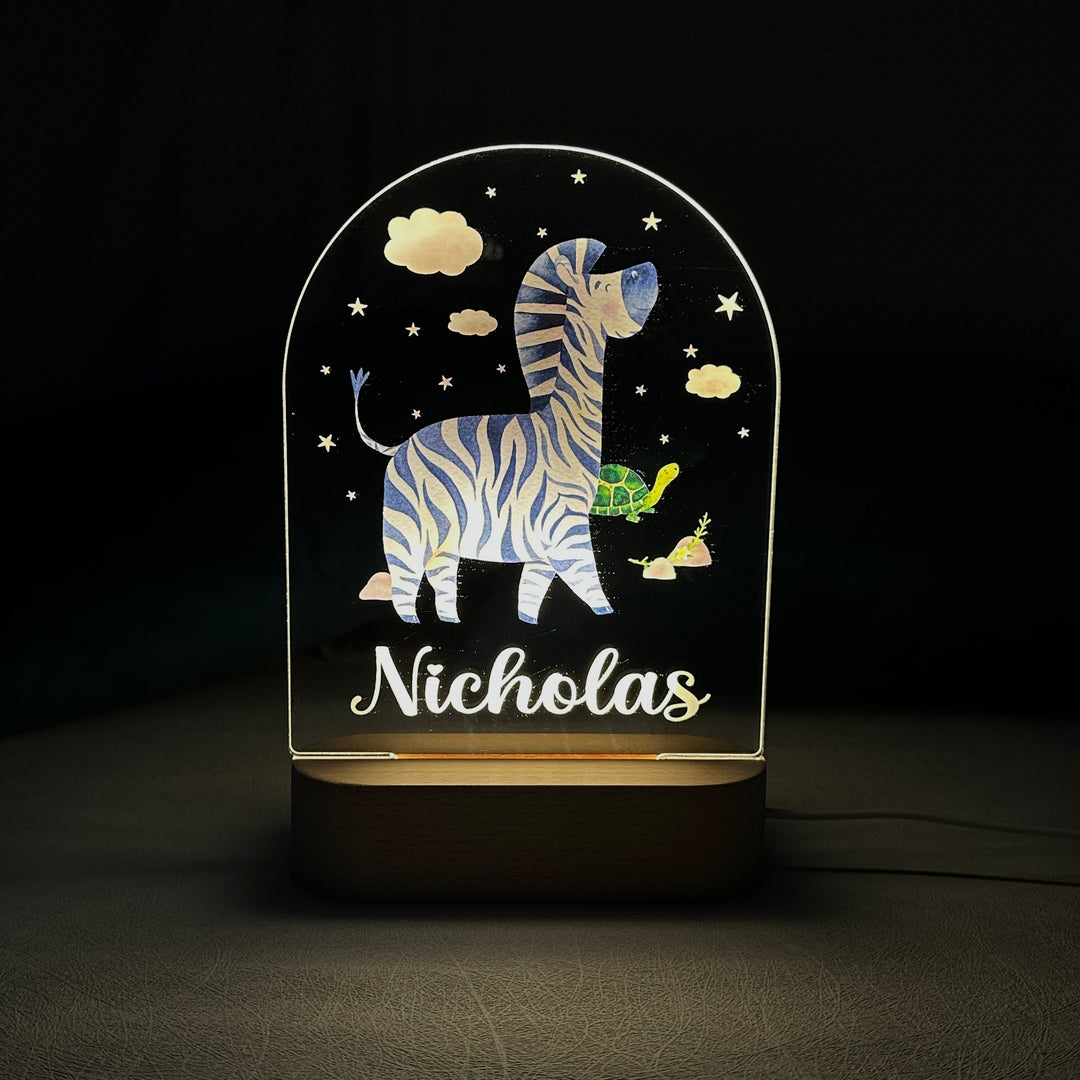 Personalised Baby Name Light - Zebra