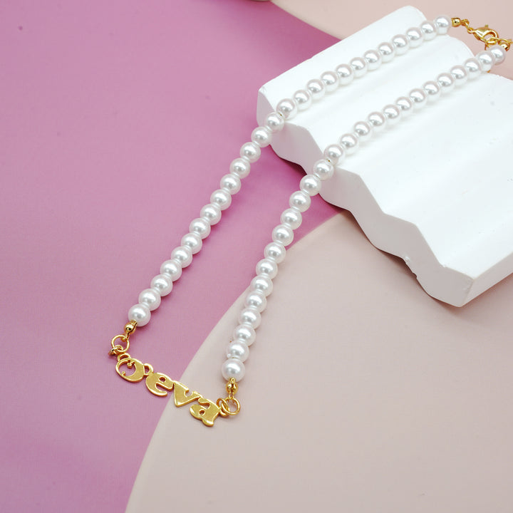 Personalized women's name custom pearl necklace