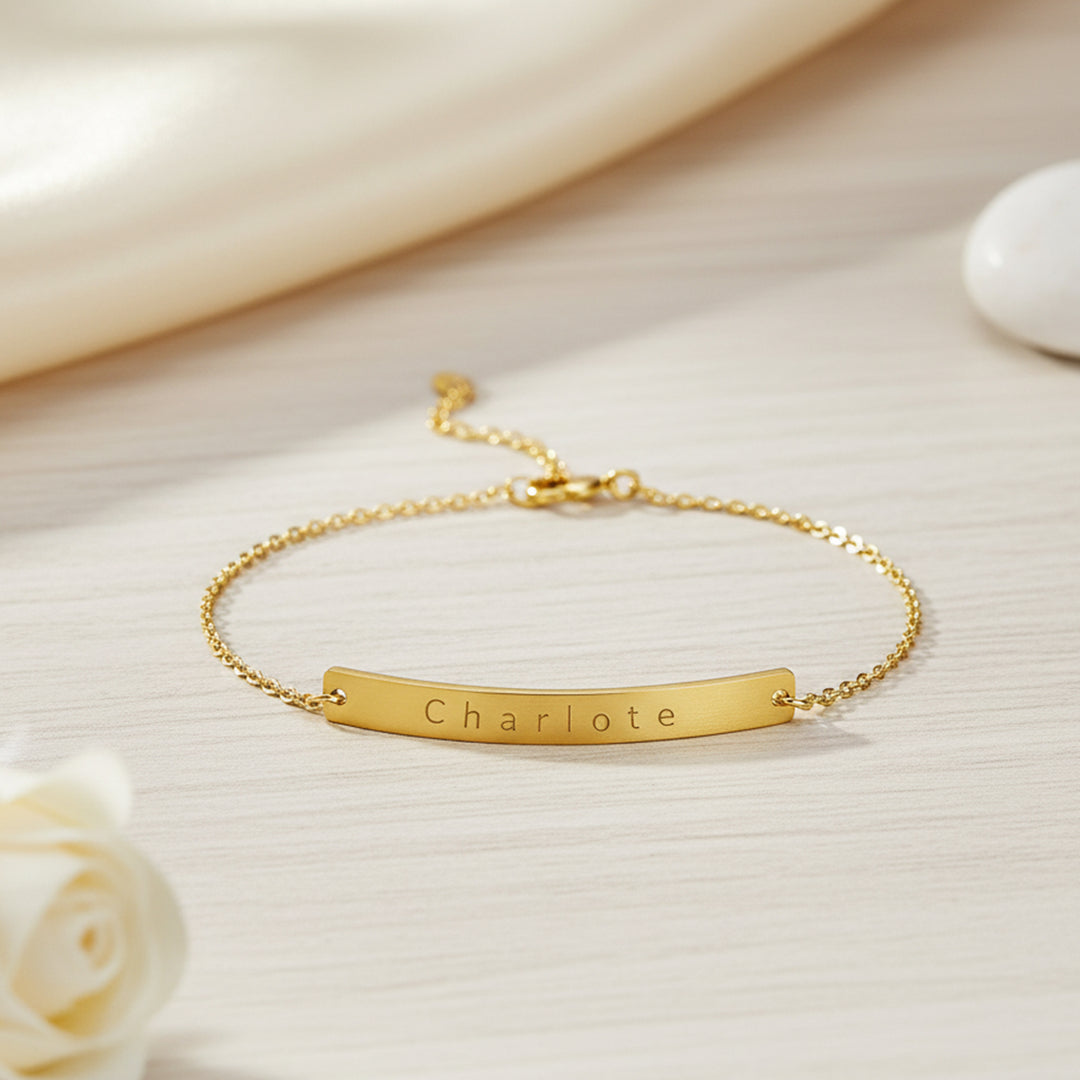 Customized Birthday Great Gift Baby Name Bar ID Bracelet