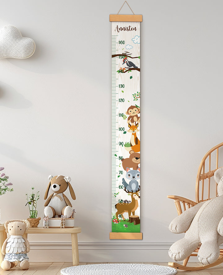 Personalized Animal Theme Hanging Canvas Height Ruler