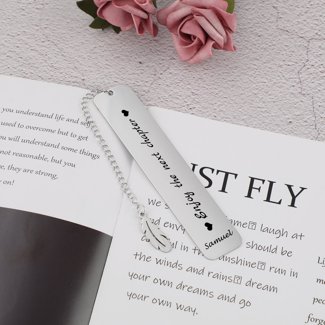 Personalised Metal Inspirational Bookmark with Name and Chain