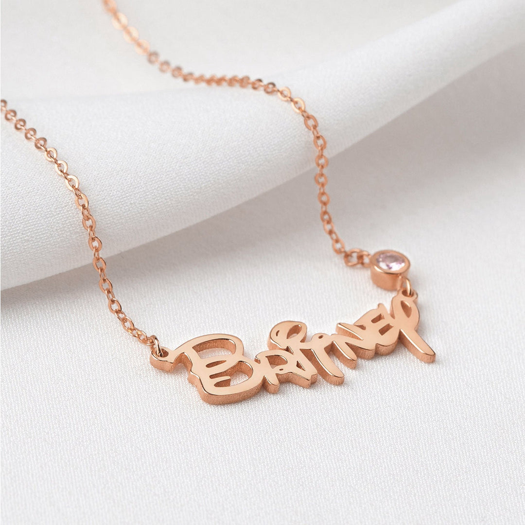 Personalized Princess Name Birthstone Necklace