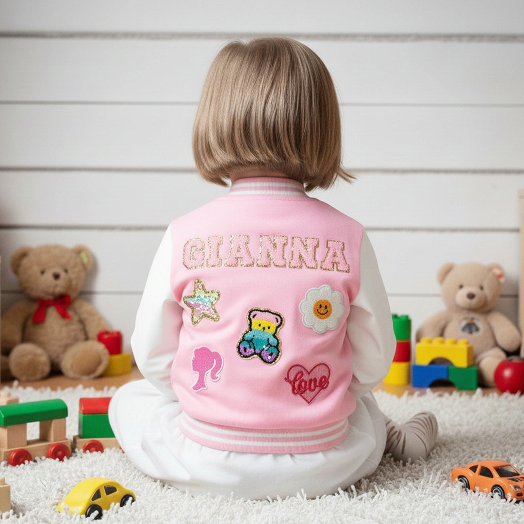Personalized Kids Patch Baseball Jacket – Custom Varsity Style for Boys & Girls