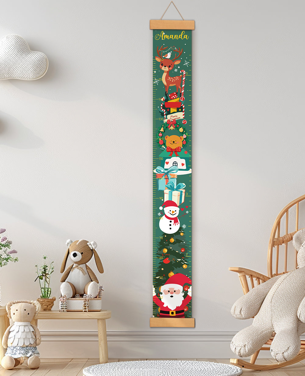 Personalised Christmas Elk Hanging Canvas Height Ruler