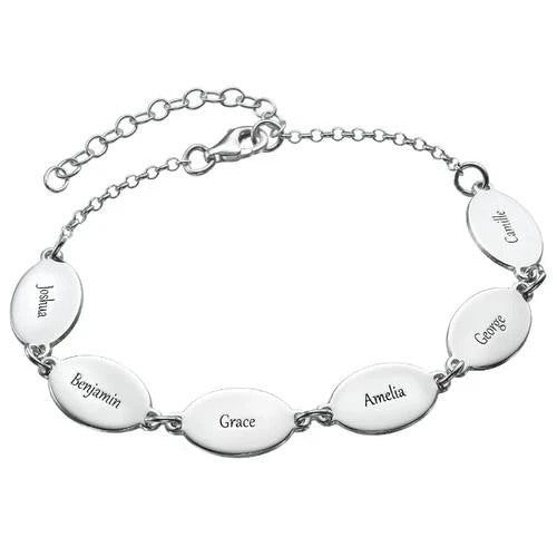 Personalized Oval Bracelet with Engraving Women's Gift