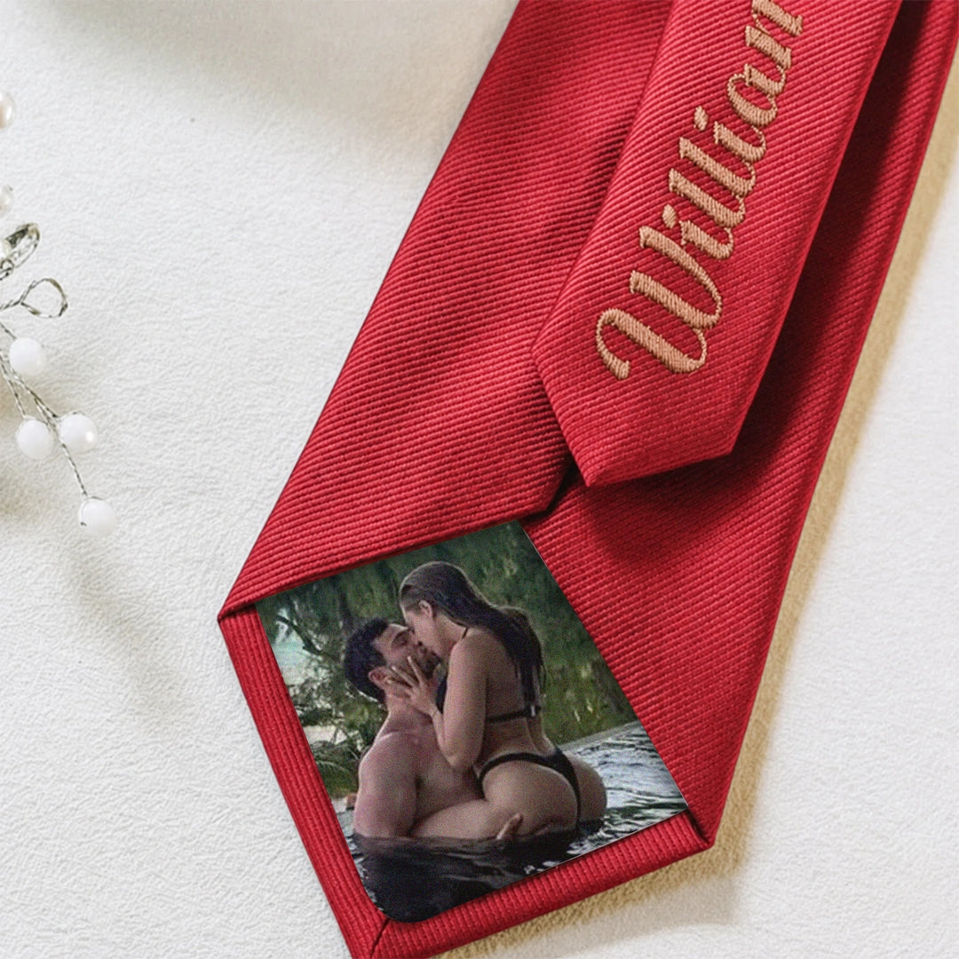 Naughty Hidden Photo Tie | Custom Private Picture Gift for Husband & Boyfriend