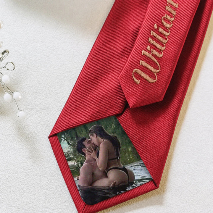 Naughty Hidden Photo Tie | Custom Private Picture Gift for Husband & Boyfriend