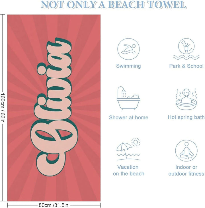 Personalized name quick-drying sand absorbent beach towel aperture type