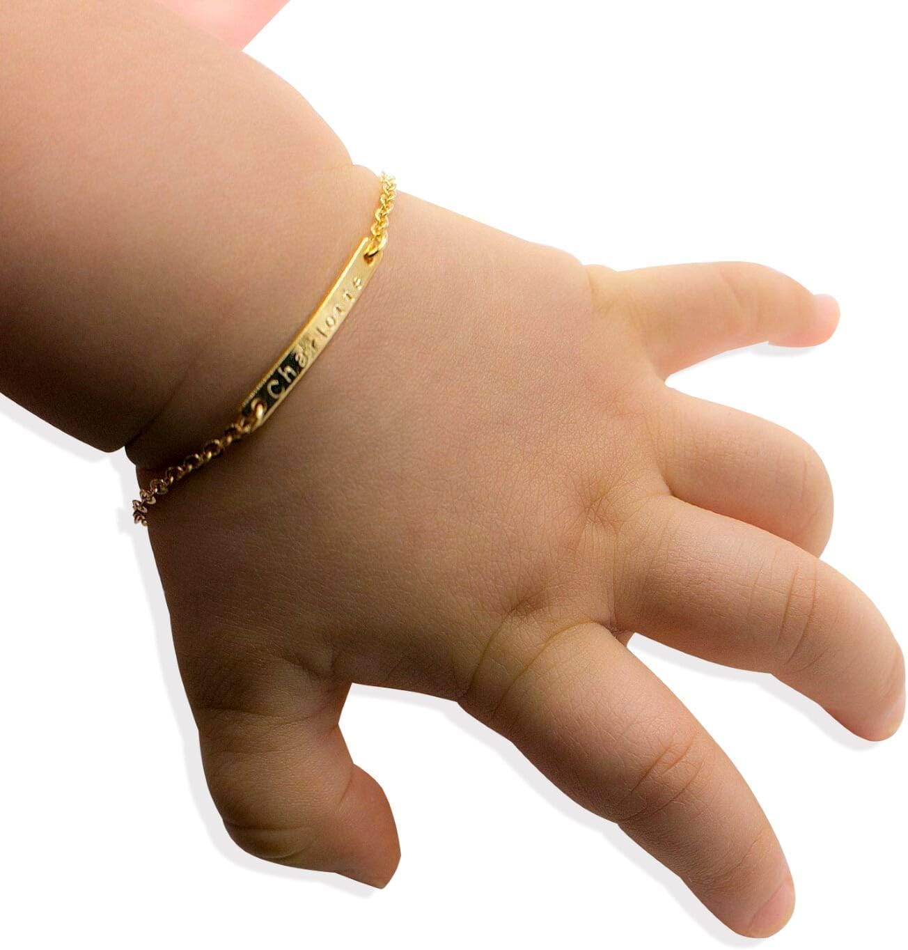 Customized Birthday Great Gift Baby Name Bar ID Bracelet