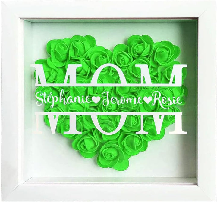 Personalized Rose Mom Flower Shadow Box with Name Preserved Rose Picture Frame