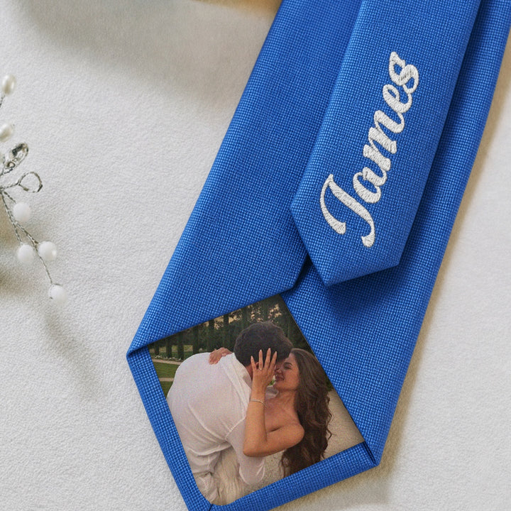 Personalized Photo Tie with Hidden Picture – Custom Wedding Gift for Dad, Groom & Husband