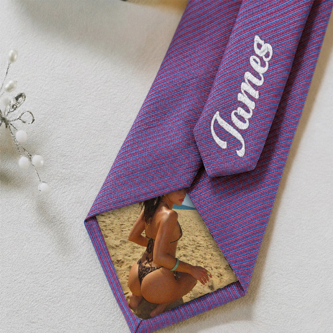 Naughty Hidden Photo Tie | Custom Private Picture Gift for Husband & Boyfriend