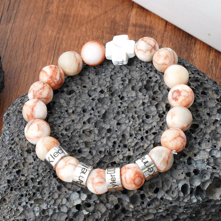 Personalized natural stone bead bracelet (Natural red serpentine)
