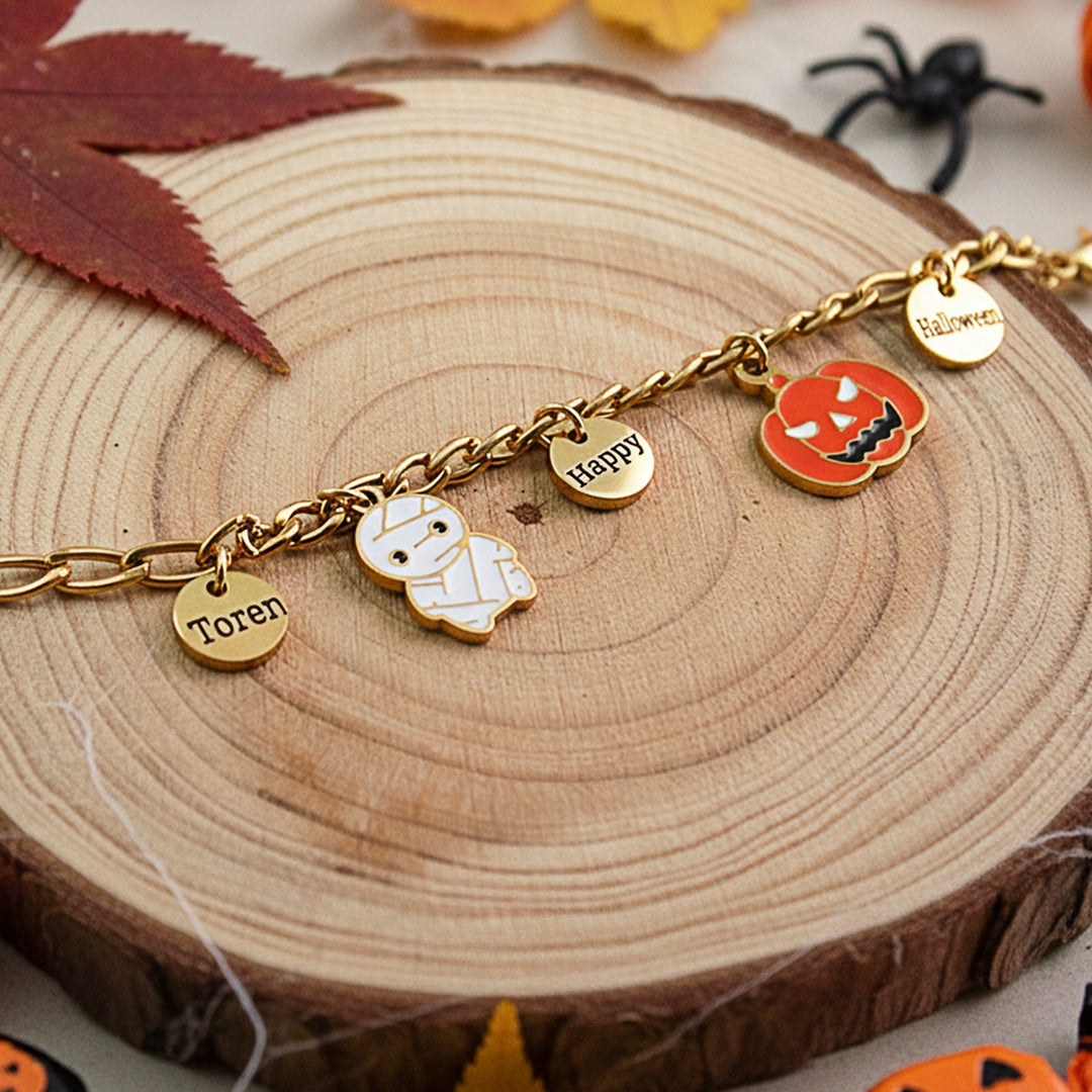 Halloween Parent-Child Bracelet & Necklace Set – Custom Titanium Steel Jewelry for Families