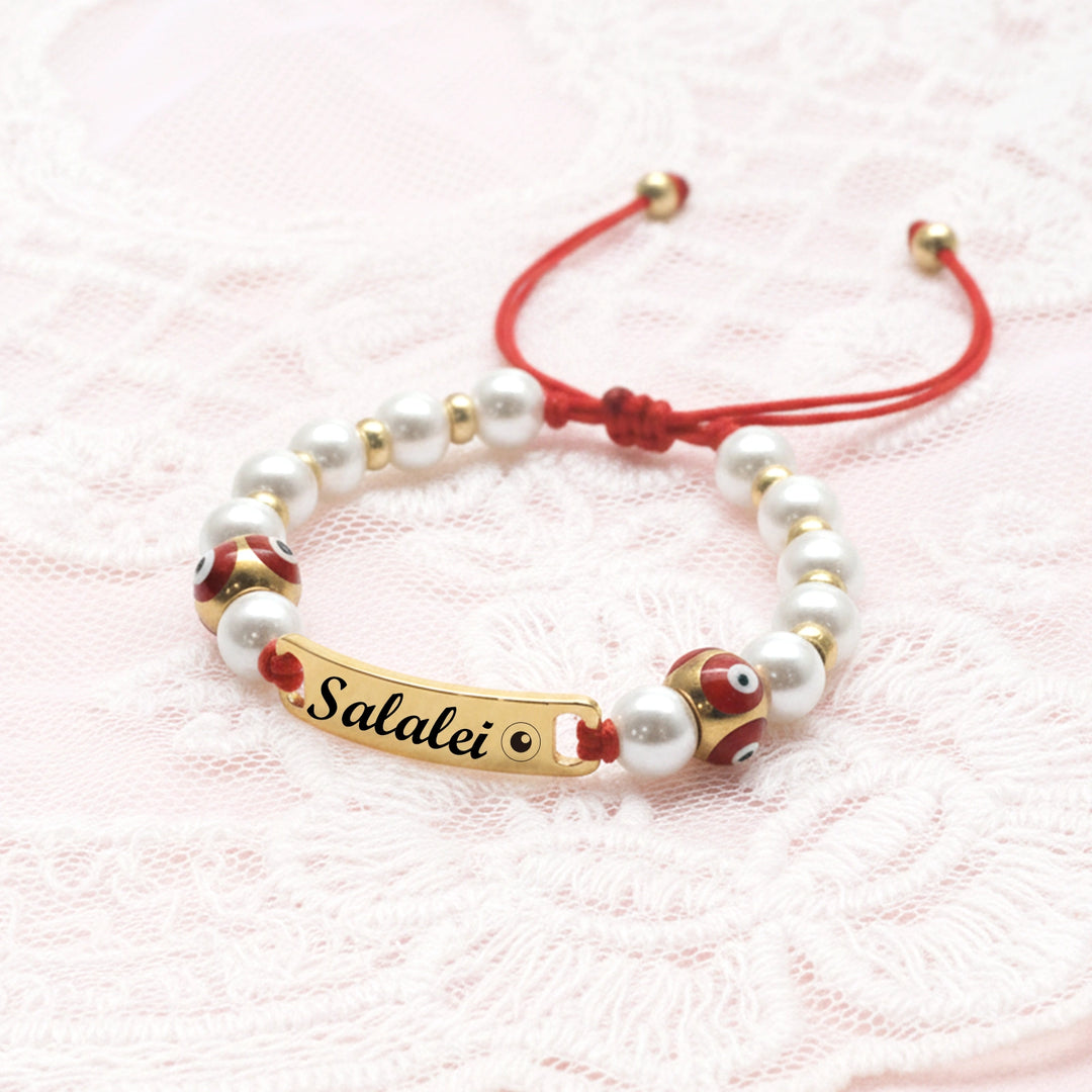 Personalized Evil Eye Baby Bracelet – Custom Handwoven Birth Keepsake for Newborns & Infants