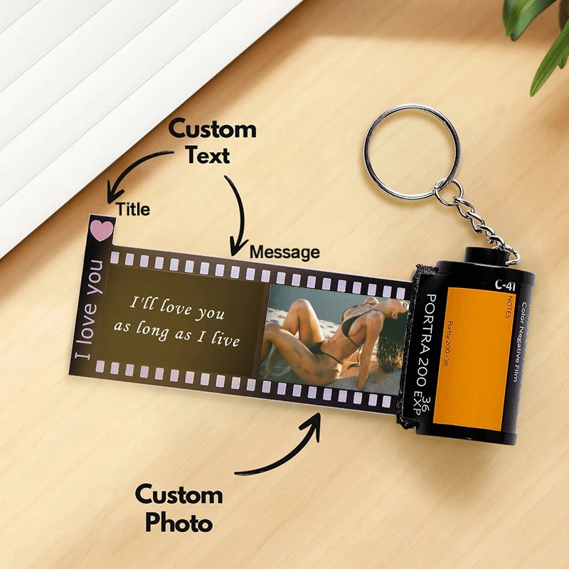 The "Our Secret" Personalized Film Roll Photo Keychain - Custom Private Keepsake Gift For Him