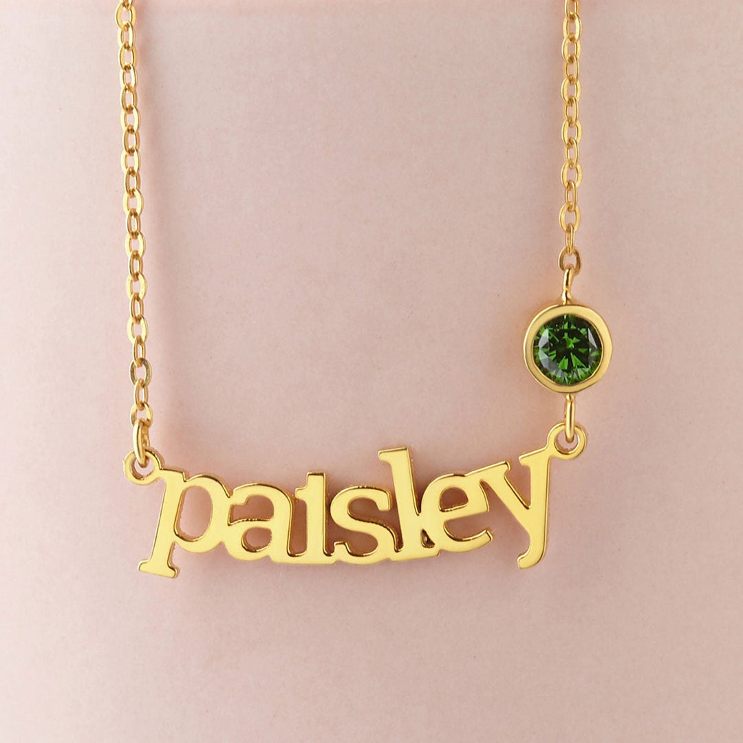 Personalized Princess Name Birthstone Necklace