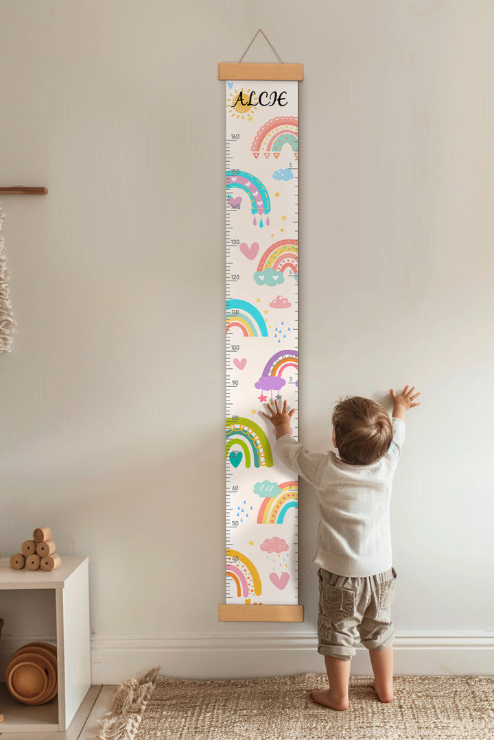 Personalized Rainbow Hanging Canvas Height Ruler