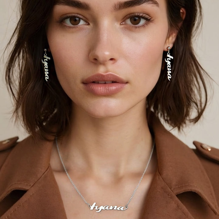 Custom Letter Zircon Earrings – 48MM Lightweight Design in Gold, Rose Gold & Silver