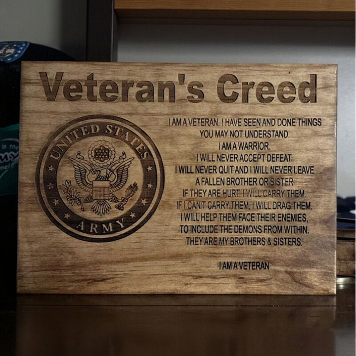 Personalized Veteran Creed Plaque Wall Art
