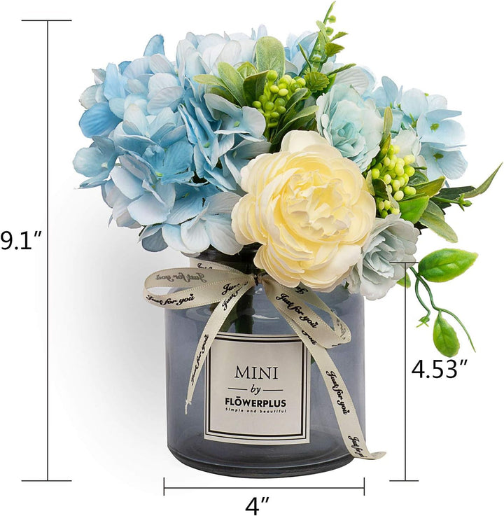 Personalized artificial hydrangea and glass vase decoration Ins style