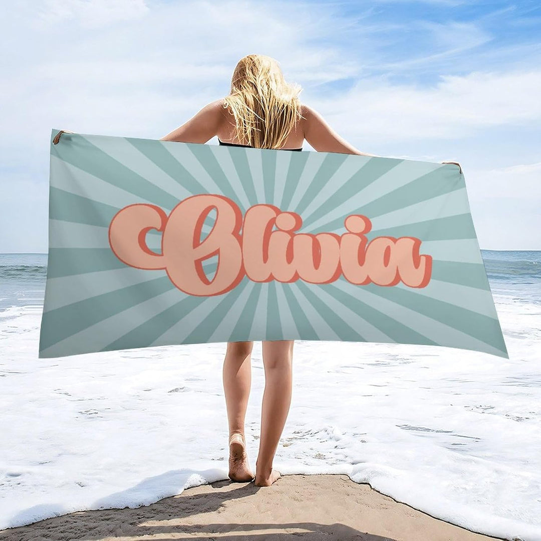 Personalized name quick-drying sand absorbent beach towel aperture type