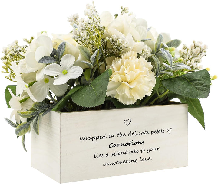 Personalized name custom wooden box with artificial flowers