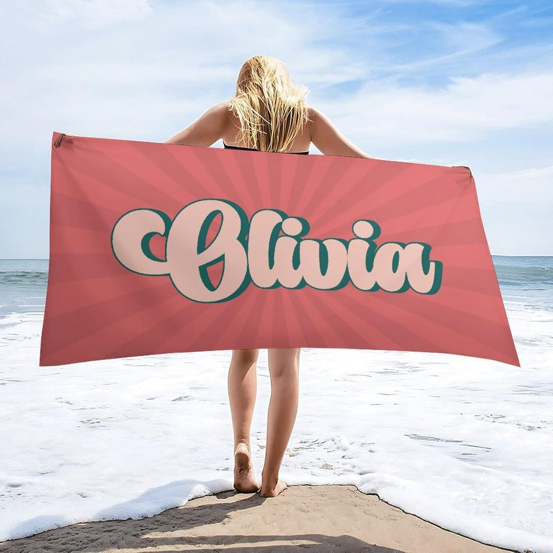 Personalized name quick-drying sand absorbent beach towel aperture type