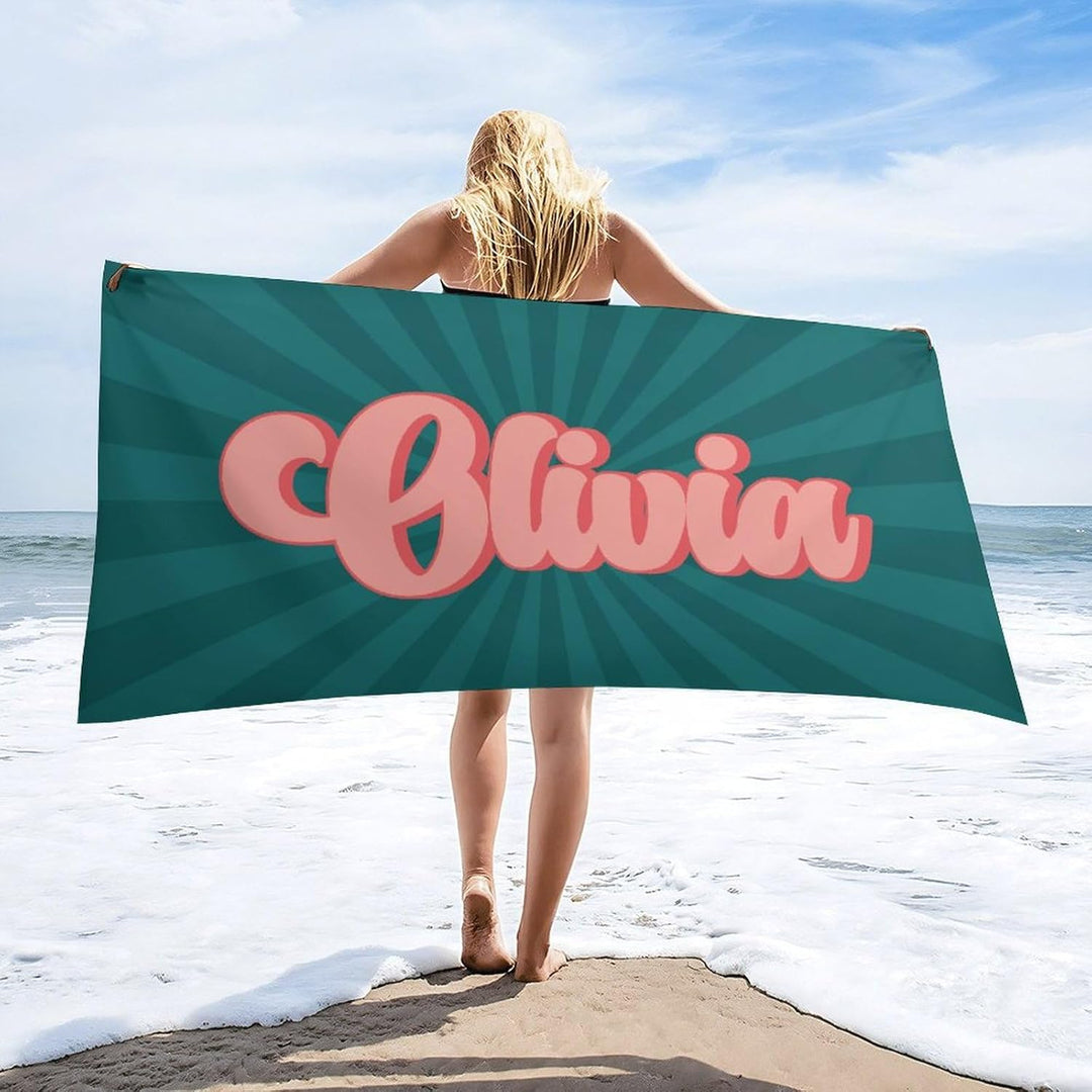 Personalized name quick-drying sand absorbent beach towel aperture type