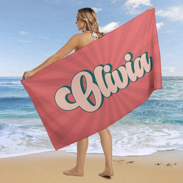 Personalized name quick-drying sand absorbent beach towel aperture type