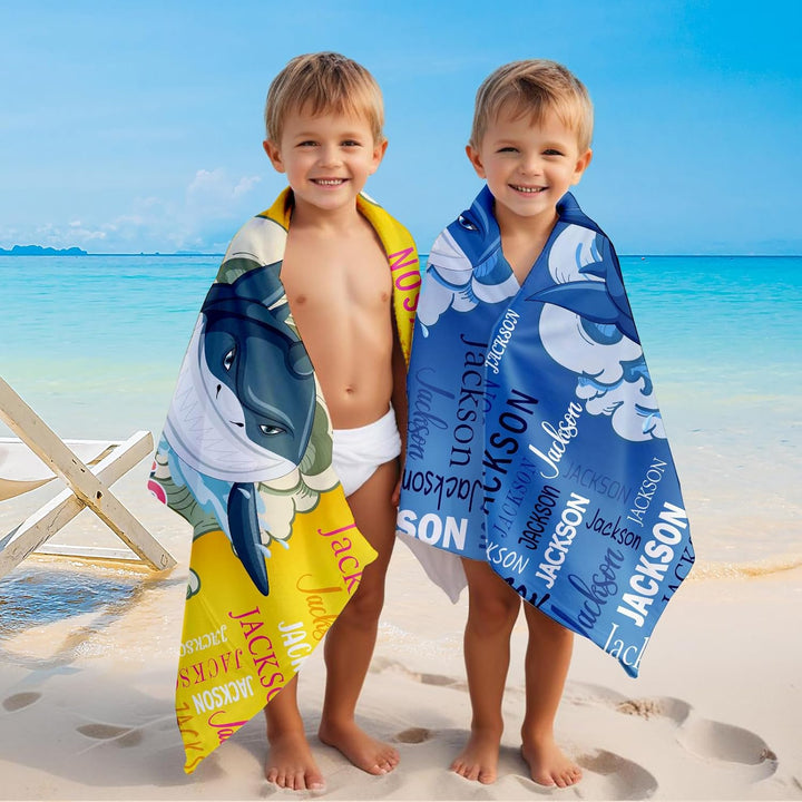 Personalized Animal Print Children's Beach Towel with Name