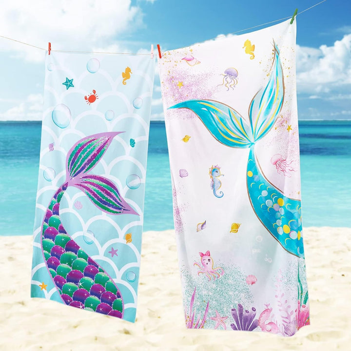 Personalized Girls Mermaid Kids Quick Dry Beach Towel