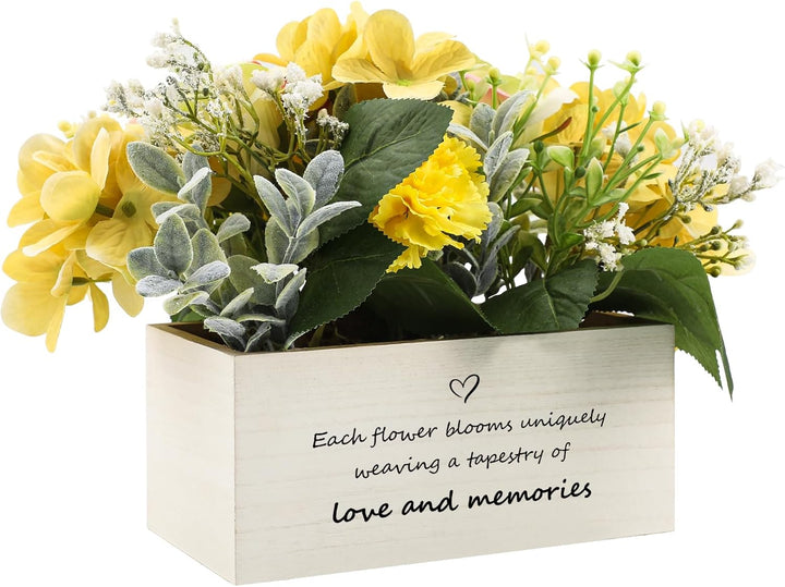 Personalized Name Wooden Box with Artificial Flowers - Decorative Container