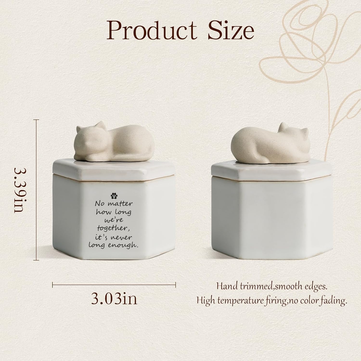Personalized Pet Ashes Keepsake Cat Hair Keepsake Ceramic