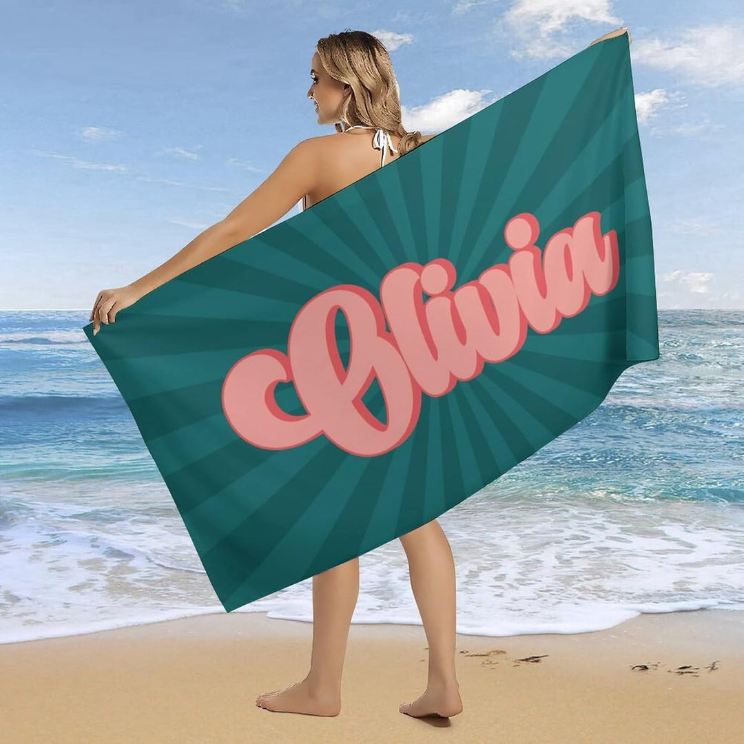 Personalized name quick-drying sand absorbent beach towel aperture type