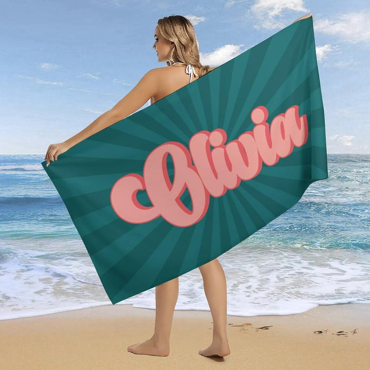 Personalized name quick-drying sand absorbent beach towel aperture type