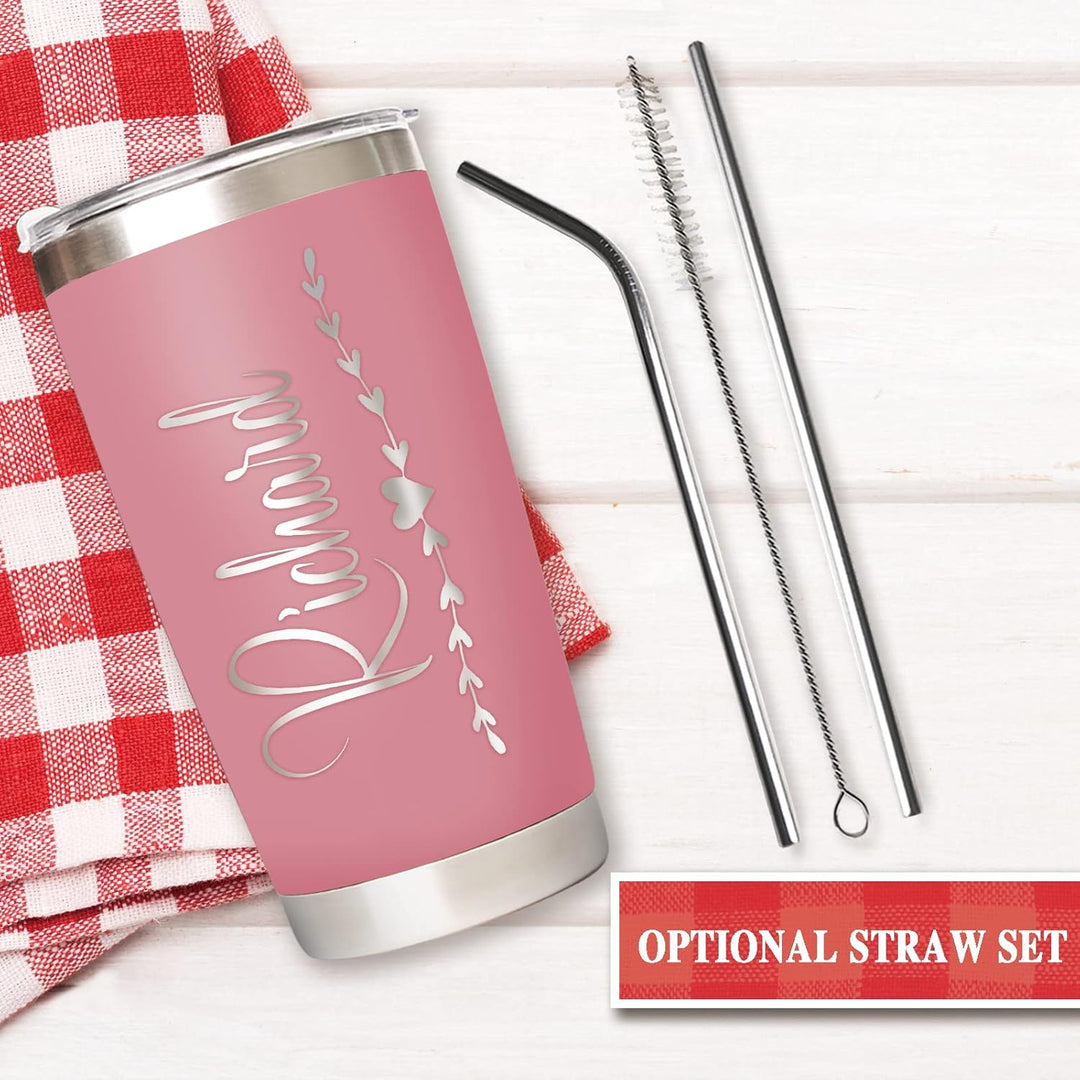 Personalized custom glass cup with lid stainless steel double layer coffee cup straw set