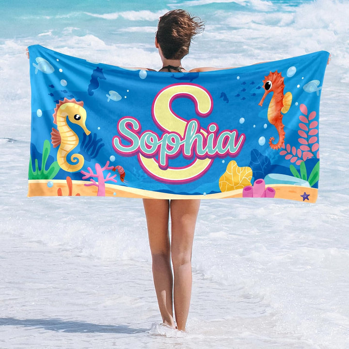 Personalized Animal Print Children's Beach Towel with Name